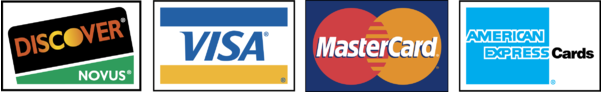 We accept Discover, Visa, MasterCard, and American Express